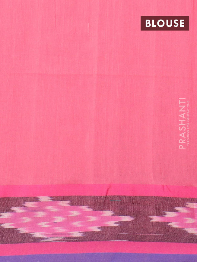 Bengal soft cotton saree pink and wine shade with butta prints and ikat woven border - {{ collection.title }} by Prashanti Sarees