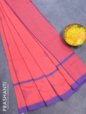 Bengal soft cotton saree red shade and blue with thread woven buttas and simple border - {{ collection.title }} by Prashanti Sarees