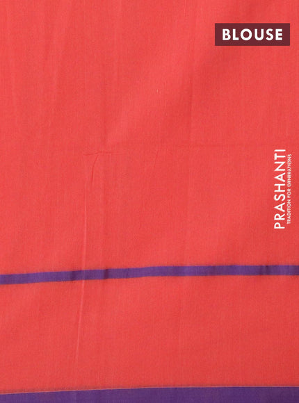 Bengal soft cotton saree red shade and blue with thread woven buttas and simple border - {{ collection.title }} by Prashanti Sarees