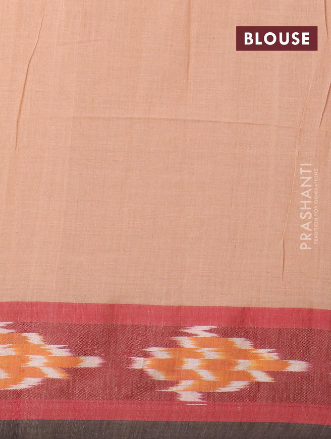 Bengal soft cotton saree sandal with butta prints and ikat woven border - {{ collection.title }} by Prashanti Sarees