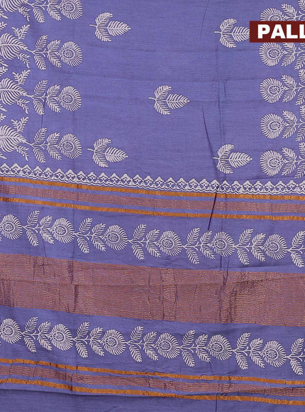 Bhagalpuri saree blue shade with leaf butta prints and zari woven border - {{ collection.title }} by Prashanti Sarees