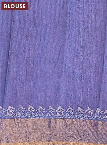 Bhagalpuri saree blue shade with leaf butta prints and zari woven border - {{ collection.title }} by Prashanti Sarees