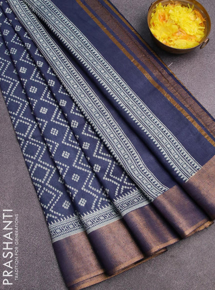 Bhagalpuri saree blue with allover bandhani prints and zari woven border - {{ collection.title }} by Prashanti Sarees