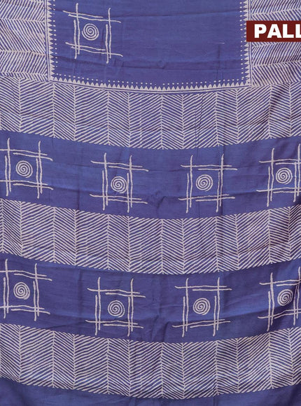 Bhagalpuri saree blue with geometric butta prints and zari woven border - {{ collection.title }} by Prashanti Sarees