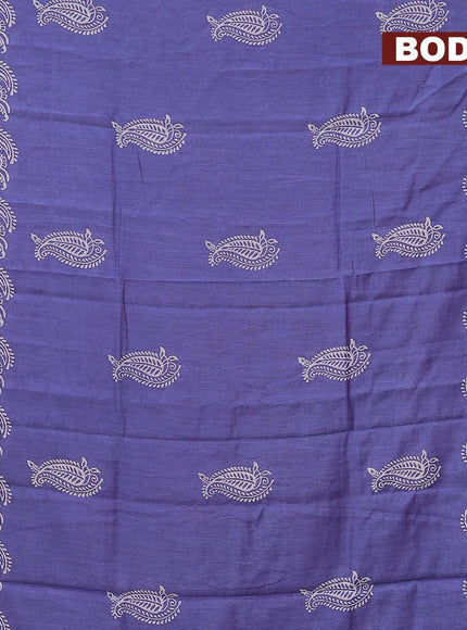 Bhagalpuri saree blue with paisley butta prints and silver zari woven border - {{ collection.title }} by Prashanti Sarees