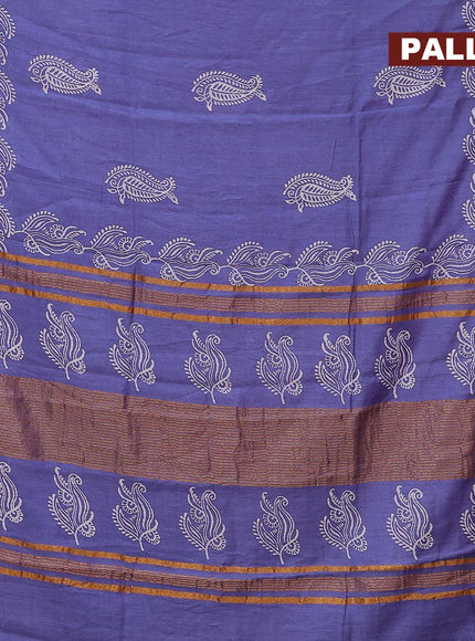 Bhagalpuri saree blue with paisley butta prints and silver zari woven border - {{ collection.title }} by Prashanti Sarees