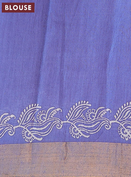 Bhagalpuri saree blue with paisley butta prints and silver zari woven border - {{ collection.title }} by Prashanti Sarees