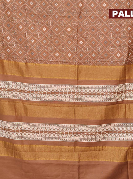 Bhagalpuri saree brown with allover geometric prints and zari woven border - {{ collection.title }} by Prashanti Sarees