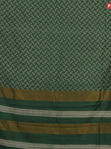 Bhagalpuri saree dark green with allover bandhani prints and zari woven border - {{ collection.title }} by Prashanti Sarees