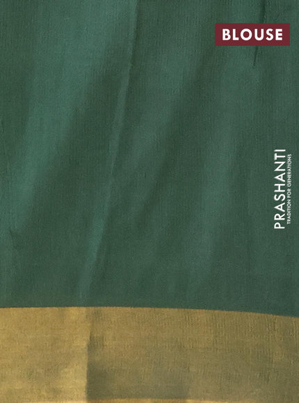 Bhagalpuri saree dark green with allover prints and zari woven border - {{ collection.title }} by Prashanti Sarees