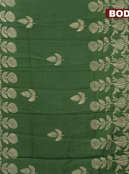 Bhagalpuri saree dark green with leaf butta prints and zari woven border - {{ collection.title }} by Prashanti Sarees