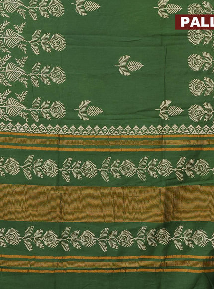 Bhagalpuri saree dark green with leaf butta prints and zari woven border - {{ collection.title }} by Prashanti Sarees