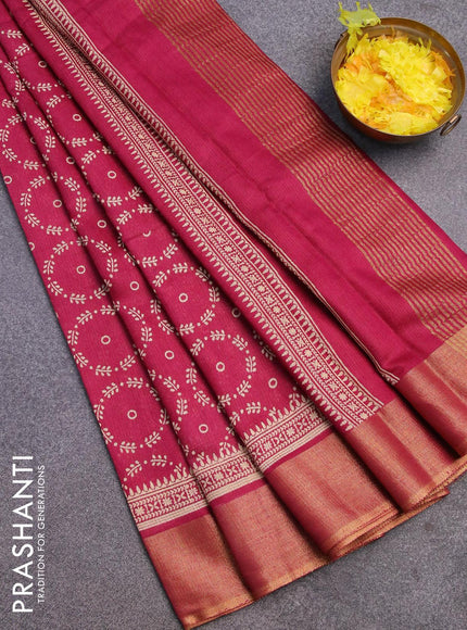 Bhagalpuri saree dark magenta with allover butta prints and zari woven border - {{ collection.title }} by Prashanti Sarees