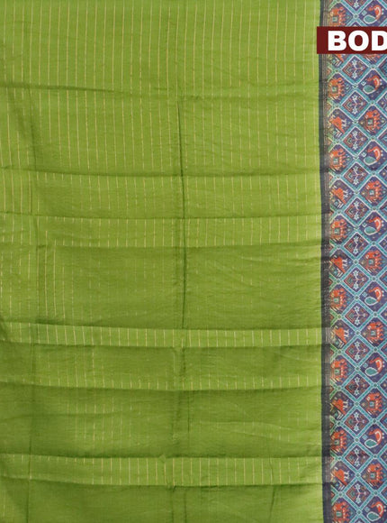 Bhagalpuri saree green and blue with allover prints & zari strips and long patola printed border - {{ collection.title }} by Prashanti Sarees