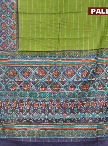 Bhagalpuri saree green and blue with allover prints & zari strips and long patola printed border - {{ collection.title }} by Prashanti Sarees