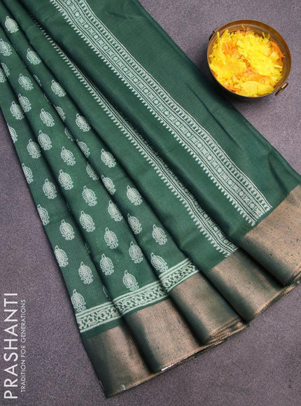 Bhagalpuri saree green shade with allover butta prints and zari woven border - {{ collection.title }} by Prashanti Sarees