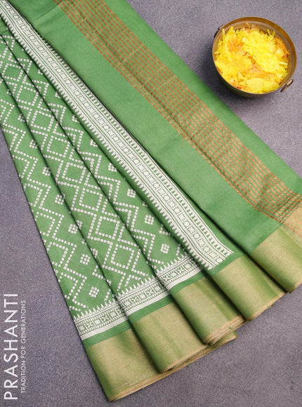 Bhagalpuri saree green with allover bandhani prints and zari woven border - {{ collection.title }} by Prashanti Sarees