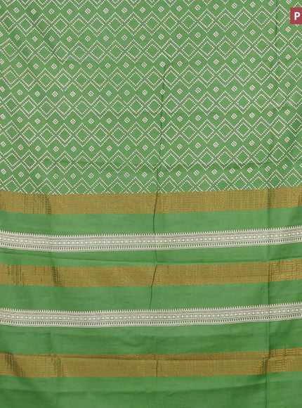 Bhagalpuri saree green with allover bandhani prints and zari woven border - {{ collection.title }} by Prashanti Sarees