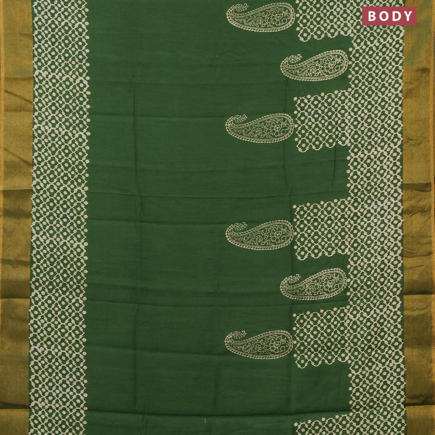 Bhagalpuri saree green with paisley butta prints and zari woven border - {{ collection.title }} by Prashanti Sarees