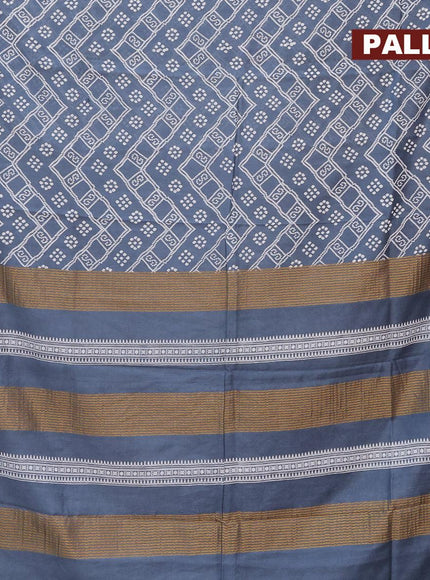 Bhagalpuri saree grey with allover bandhani prints and zari woven border - {{ collection.title }} by Prashanti Sarees