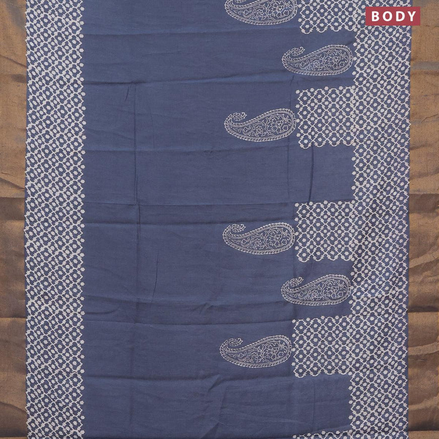 Bhagalpuri saree grey with paisley butta prints and zari woven border - {{ collection.title }} by Prashanti Sarees