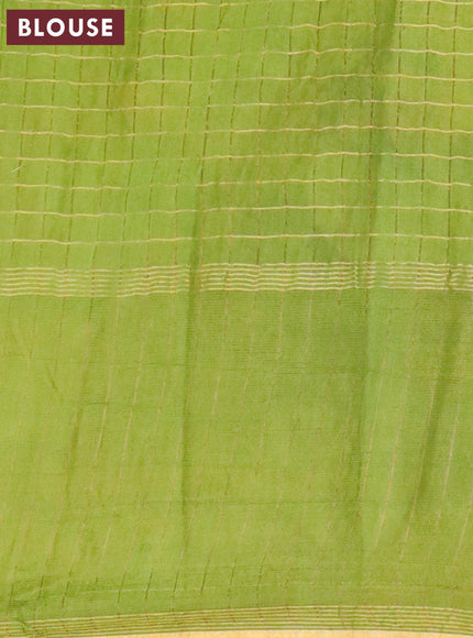 Bhagalpuri saree light green and rust shade with allover zari woven stripes pattern and pichwai printed border - {{ collection.title }} by Prashanti Sarees