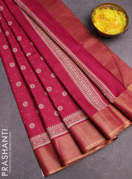 Bhagalpuri saree magenta pink with allover butta prints and zari woven border - {{ collection.title }} by Prashanti Sarees