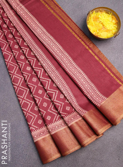 Bhagalpuri saree maroon with allover bandhani prints and zari woven border - {{ collection.title }} by Prashanti Sarees