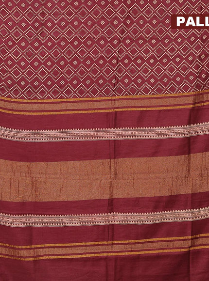 Bhagalpuri saree maroon with allover bandhani prints and zari woven border - {{ collection.title }} by Prashanti Sarees