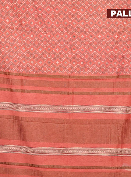 Bhagalpuri saree mild peach orange with allover bandhani prints and zari woven border - {{ collection.title }} by Prashanti Sarees