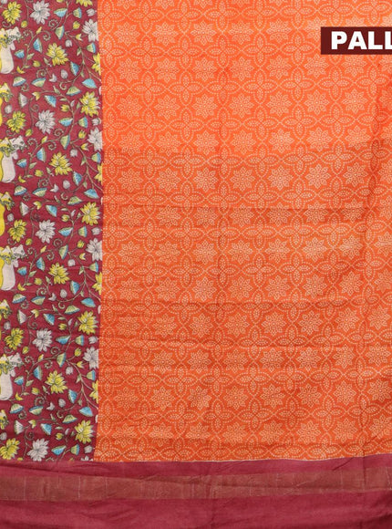 Bhagalpuri saree orange and maroon with allover bandhani prints and long pichwai printed zari woven border - {{ collection.title }} by Prashanti Sarees