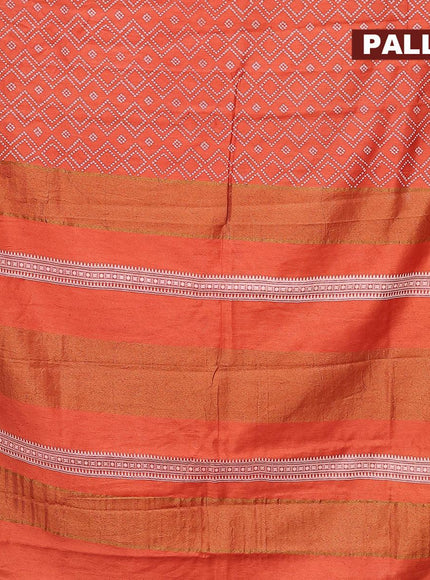 Bhagalpuri saree orange with allover bandhani prints and zari woven border - {{ collection.title }} by Prashanti Sarees