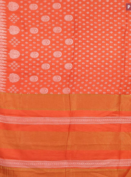 Bhagalpuri saree orange with allover butta prints and zari woven border - {{ collection.title }} by Prashanti Sarees