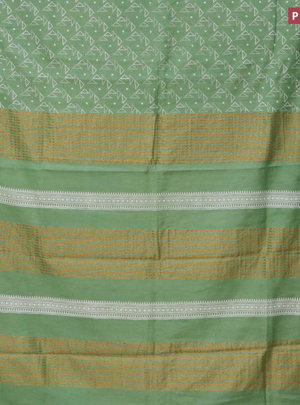 Bhagalpuri saree pastel green with allover geometric prints and zari woven border - {{ collection.title }} by Prashanti Sarees