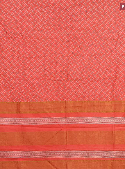 Bhagalpuri saree peach orange shade with allover bandhani prints and zari woven border - {{ collection.title }} by Prashanti Sarees