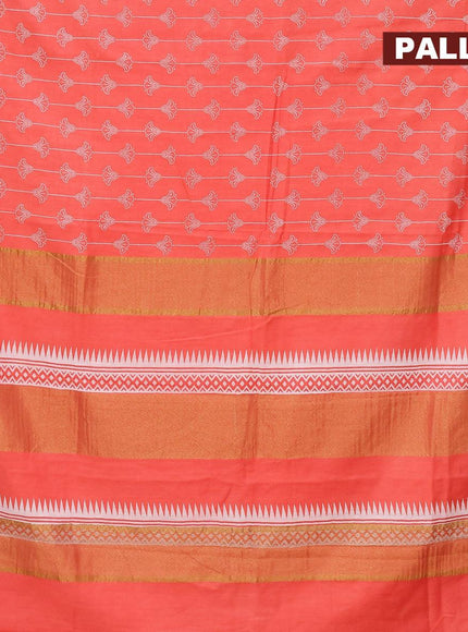 Bhagalpuri saree peach orange shade with allover prints and zari woven border - {{ collection.title }} by Prashanti Sarees