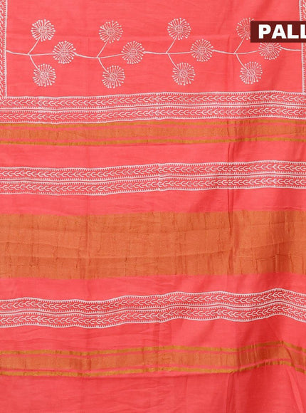 Bhagalpuri saree peach pink shade with butta prints and zari woven border - {{ collection.title }} by Prashanti Sarees