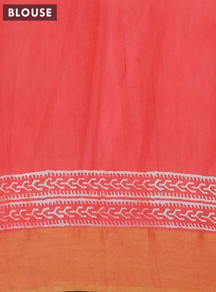 Bhagalpuri saree peach pink shade with butta prints and zari woven border - {{ collection.title }} by Prashanti Sarees