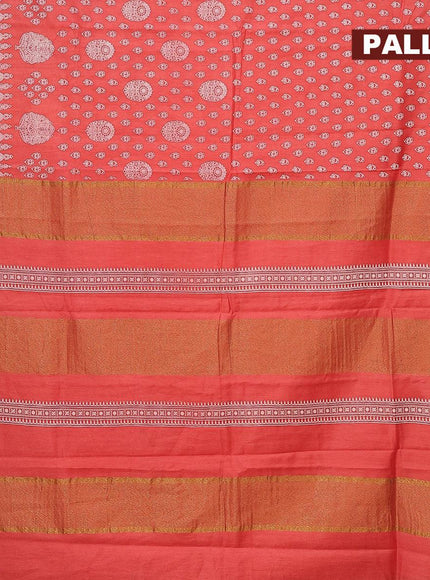 Bhagalpuri saree peach shade with allover butta prints and zari woven border - {{ collection.title }} by Prashanti Sarees