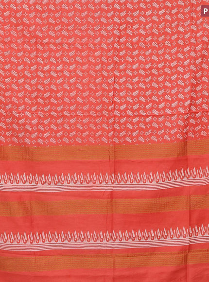 Bhagalpuri saree peach shade with allover prints and zari woven border - {{ collection.title }} by Prashanti Sarees