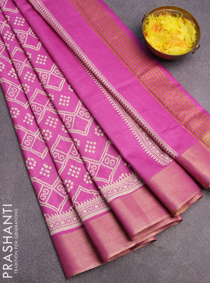 Bhagalpuri saree pink shade with allover bandhani prints and zari woven border - {{ collection.title }} by Prashanti Sarees