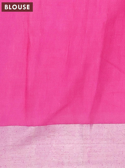 Bhagalpuri saree pink with allover prints and silver zari woven border - {{ collection.title }} by Prashanti Sarees