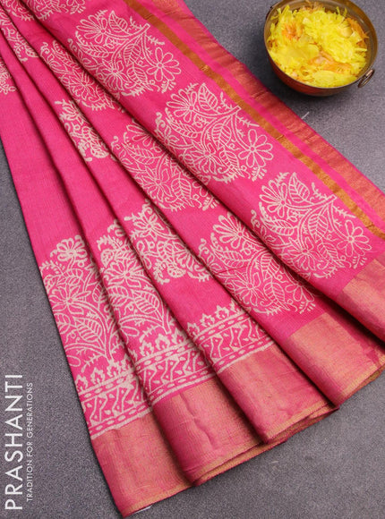 Bhagalpuri saree pink with butta prints and zari woven border - {{ collection.title }} by Prashanti Sarees