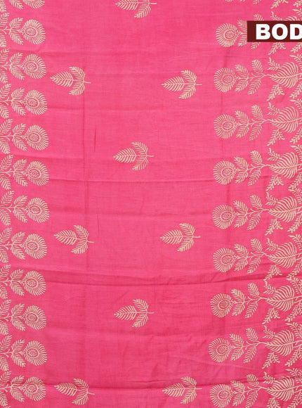 Bhagalpuri saree pink with leaf butta prints and zari woven border - {{ collection.title }} by Prashanti Sarees