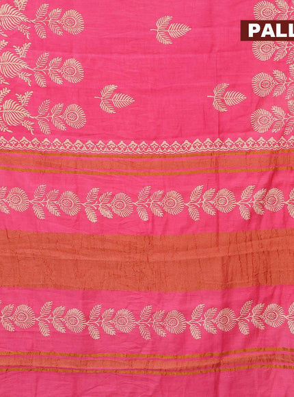 Bhagalpuri saree pink with leaf butta prints and zari woven border - {{ collection.title }} by Prashanti Sarees