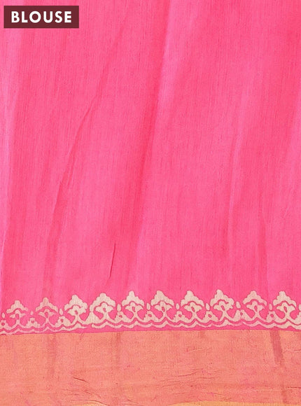 Bhagalpuri saree pink with leaf butta prints and zari woven border - {{ collection.title }} by Prashanti Sarees