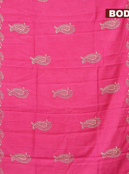 Bhagalpuri saree pink with paisley butta prints and silver zari woven border - {{ collection.title }} by Prashanti Sarees