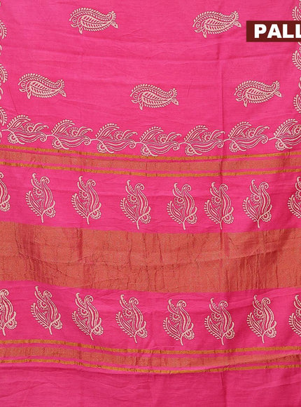 Bhagalpuri saree pink with paisley butta prints and silver zari woven border - {{ collection.title }} by Prashanti Sarees