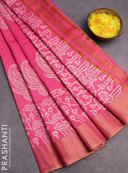 Bhagalpuri saree pink with paisley butta prints and zari woven border - {{ collection.title }} by Prashanti Sarees