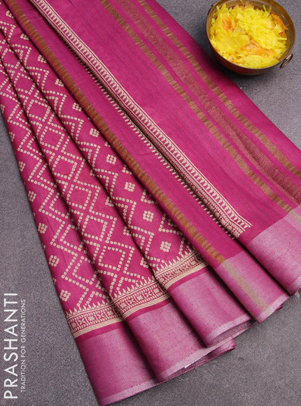 Bhagalpuri saree purple with allover bandhani prints and silver zari woven border - {{ collection.title }} by Prashanti Sarees